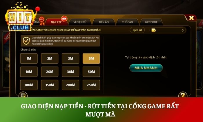 HITCLUB | Tải Hit.Club App Game Bài Đổi Thưởng Uy Tín 2026 39 Giao diện nạp tiền - rút tiền tại cổng game rất mượt mà
