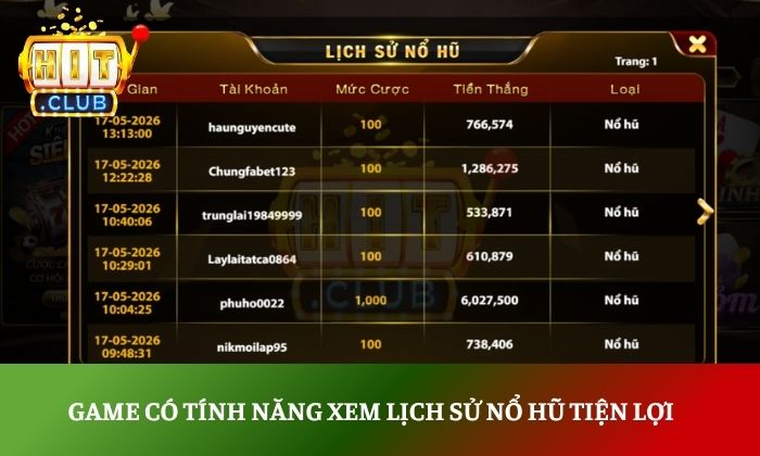 Kim Cương Hitclub – Quay là trúng, nhận thưởng cực đã 4 Game có tính năng xem lịch sử nổ hũ tiện lợi
